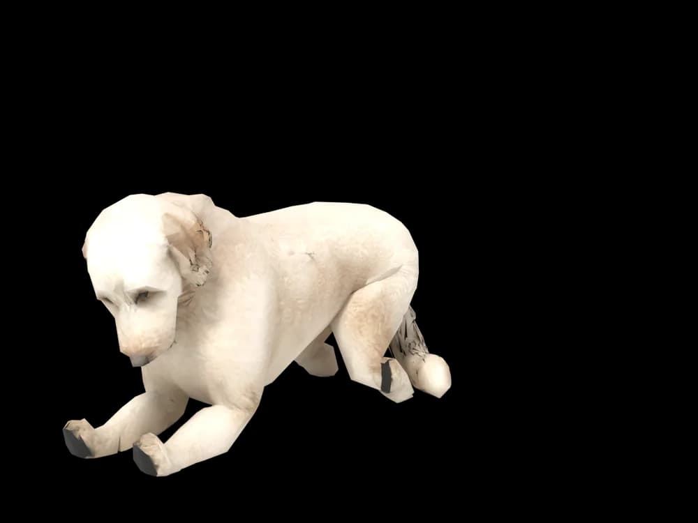 Our ready-made Goldendoodle, sleeping, as a 3D desktop pet